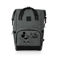 "With the Mickey Mouse OTG Roll-Top Cooler Backpack, you can ditch the bulky cooler on wheels and carry your chilled party favors in total comfort and style. With space for up to 42 cans of your favorite beverages, as well as front and side storage compartments, a bottle opener, and comfy padding - you'll be able to take the party with you with ease. © Disney With the Mickey Mouse OTG Roll-Top Cooler Backpack, you can ditch the bulky cooler on wheels and carry your chilled party favors in total Original Mickey Mouse, Mickey Mouse Backpack, Cooler Backpack, Stitch Backpack, New Mickey Mouse, Campus Backpack, Top Backpacks, Picnic Time, Disney Bag