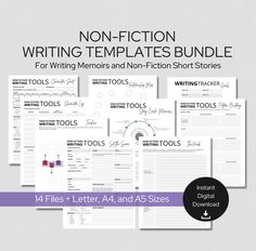 the non - fiction writing templates bundle is shown