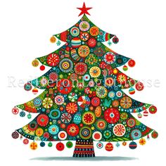 a colorful christmas tree with ornaments on it