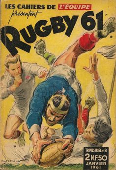 the cover to rugby magazine, featuring an image of two men playing football