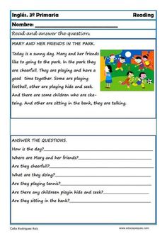 worksheet for reading and writing about animals in the park with pictures on it