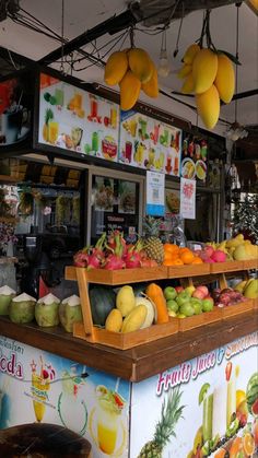 the fruit stand has many different types of fruits