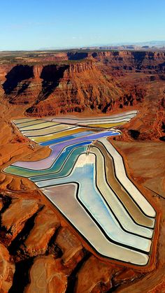 an aerial view of the grand canyons and pools in arizona's southwest desert