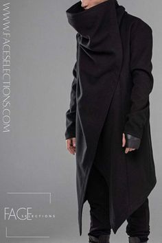 Cyberpunk Cloak, Techwear Cloak, Men Cloak, Turtleneck Streetwear, Mens Cloak, Cyberpunk Hoodie, Womens Techwear, Turtleneck Jacket, Long Coat Men