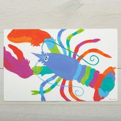 a colorful painting of a lobster on a white background