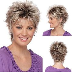 Royalfirst Women Lady New Short Curly Wavy Hair Wig Heat Resistant : Amazon.ca: Beauty & Personal Care Kort Bob, Chic Short Haircuts, Straight Natural, Short Shag Hairstyles, Natural Hair Wigs, Hair Ombre