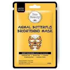 Bee Beauty Butterfly Paper Mask 25 gr Bee Beauty Butterfly Paper Mask 25 gr is suitable for use on all skin types. Thanks to its intense moisturizing properties, it is one of the integral parts of the skin care routine. Its special formula contains hyaluronic acid, vitamin E and grapefruit extract. Hyaluronic acid helps the skin regain its elasticity, which is lost over time due to various reasons. Grapefruit extract and vitamin E contribute to preventing the formation of wrinkles on the skin, e Paper Mache Bee Mask, Burts Bees Face Masks, Bee Venom Skincare, Honey Facial Mask, Yellow Facemask Skincare, Brightening Mask, Face Sheet Mask, Paper Mask, Bright Skin