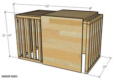 the side view of a wooden box with measurements for it and how to build it