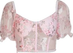 Boho Wedding Summer, Floral Mesh Top, Fe Clothing, Most Beautiful Wedding Dresses, Open Neck, Pink Floral Pattern, Bustier Top, Lace Embroidery, Crop Top Blouse