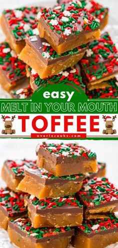 Melt In Your Mouth Toffee, christmas desserts for a crowd, holiday, sweet treats The Best Toffee Recipe, Homemade Toffee Recipe, Crockpot Candy Recipes, How To Make Toffee, Cookie Exchange Recipes, Homemade Toffee, Favorite Christmas Recipes, Averie Cooks, Toffee Recipe