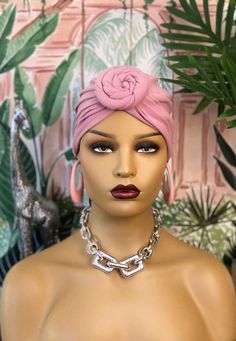 This beautiful PINK PRE-TIED PRINT TURBANS is very stylish.  The turban can spruce up any outfit and can also be used as a protective hair covering.  The pre-tied turbans is made with a stretchy cotton fabric for comfort.  Turbans are a great gift idea for her.  MEASUREMENTS: One size fits all (approximately 56-58cm) RETURNS: No returns on hair accessories, pls contact me with any issues immediately for possible resolution Be sure to favorite my shop to be notified of new designs Hair Covering, Protective Hair, Turbans, New Designs, Hair Accessories Headbands, Cotton Lights, Head Wraps, One Size Fits All, Cotton Fabric