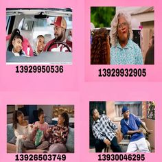 four different pictures of people sitting in the back of a car with numbers on them