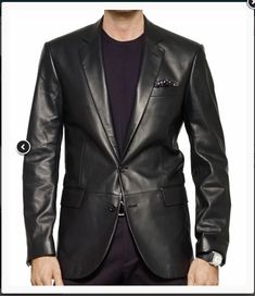 Leather Men's Cowhide Leather Blazer, Leather office blazer for men, men leather blazer, blazer sold by Bishoo on Storenvy Smart Casual Coat, Mens Leather Blazer, Lambskin Leather Blazer, Lined Leather Jacket, Black Leather Blazer, Smart Casual Style, Leather Blazer Jacket, Men's Leather Jacket, Mens Black Leather