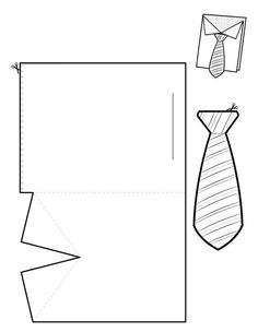 an envelope with a tie on it and a piece of paper to cut out the front