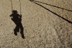 a shadow of a person on a swing