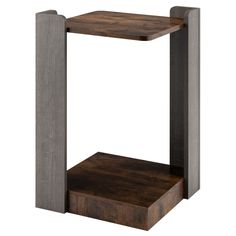 an end table with two shelves on each side