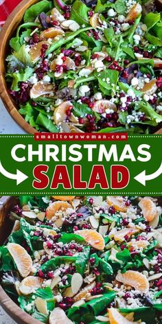 christmas salad with oranges, spinach and feta cheese