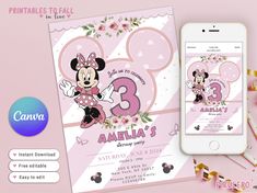 a pink minnie mouse birthday party with an iphone