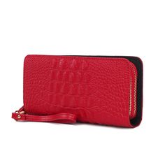 Introducing our Eve Crocodile- Embossed Wallet with detachable wristlet- an exquisite accessory that exudes sophistication and luxury. Crafted from genuine leather with a stunning crocodile embossed texture, this wallet is a timeless piece that combines style with practicality. The double top zippers open to reveal a meticulously organized interior, offering both elegance and functionality. The first compartment is designed with your everyday needs in mind, featuring 8 card slots for ample card Slider Necklace, Bali Jewelry, Solid Perfume, Market Tote, Zippered Tote, Wristlet Wallet, Wallet Fashion, Womens Tote Bags, Handbag Accessories