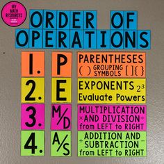 an order of operations poster on a wall