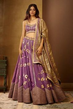 Shop for Moledro Purple Modal Satin Dua Embellished Lehenga Set for Women Online at Aza Fashions Purple Lehenga, Long Tunic Dress, Desi Wedding Dresses, Organza Lehenga, Ghagra Choli, Party Wear Indian Dresses, Wedding Lehenga, Silk Lehenga, Lehenga Designs