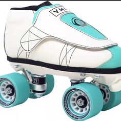 the roller skates have been designed to look like they are wearing blue and white