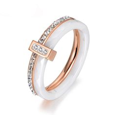 Cerámica Ideas, Ceramic Ring, White Rose Gold