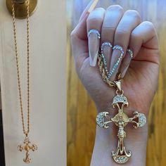 Brand New, Never Used Unisex Glamorous Styled Crucifex Gem Bedazzled ~ 14 Inches Long For Wear Luxury Item Jesus Christ Cross, Christ Cross, The Cross Of Christ, Mens Accessories Jewelry, Mens Gold, Gold Chain Necklace, Luxury Items, Gold Chain, Gold Chains