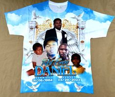 RIP Sublimation Shirt, In Loving Memory Email pictures to mastermindprintingla@gmail.com  You are purchasing the front only the back will be plain white unless you purchase the additional listing for the back. PLEASE READ THE ENTIRE DESCRIPTION BEFORE PURCHASING How to order.       :         1. Email pictures to mastermindprintingla@gmail.com high quality pictures only. 2 . Name, Dates and colors 3. We will send you a mockup, once approved we will print The shirt are made of 100% polyester which Rip Shirts, Kids Beach Chair, Pink Party Supplies, Bee Gender Reveal, Gone But Not Forgotten, Ripped Shirts, Boy Monogram, Toddler Beach, Sublimation Shirt