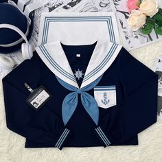 Material: Polyester TR  Color: Navy Option: One set (Short Sleeve Blouse+Bow+ 43CM Skirt), One set (Long Sleeve Blouse+Bow+ 43CM Skirt), Short Sleeve Blouse + Bow Only, Long Sleeve Blouse + Bow Only, Navy 65CM Skirt Only, Navy 80CM Skirt Only, Size: S, M, L, XL  Unit: CM Top Length Waist Bust Shoulder Sleeve Skirt Leng School Uniform Sets With Long Sleeves, Cotton School Uniform Sets, White School Uniform Sets, Preppy Cotton School Sets, School Uniform Outfits, Skirt Short, Modest Fashion Outfits, Cosplay Outfits, One Set