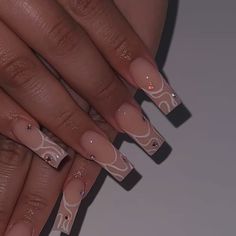 Prom Acrylics, Manicured Nails, Brown Acrylic Nails, Acrylic Press On Nails, Simple Acrylic Nails, Classy Acrylic Nails, Short Square Acrylic Nails, Long Square Acrylic Nails, Bling Acrylic Nails