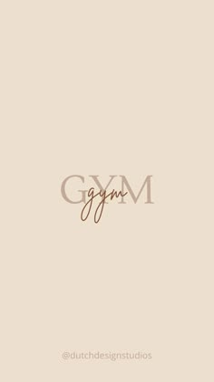 the word gym written in cursive writing on a beige background