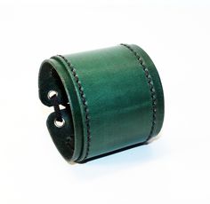 Green Leather Cuff, Men's Bracelet, Women's Cuff, Leather Accessories, Anniversary Gift, Great Gift. - Etsy Waxed Finish Leather Cuff Bracelet As Gift, Handmade Green Leather Bracelet, Handmade Green Cuff Bracelet, Gift Cuff Bracelet With Waxed Finish, Hand-stitched Cuff Bracelet As Gift, College Wrestling, Leather Accessories Handmade, Handmade Leather Bracelets, Men's Bracelet