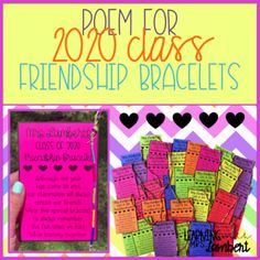 a collage of images with words and pictures on them that say, poem for class friends bracelets