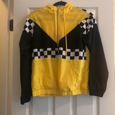 Yellow And Black Size Small Wind Breaker From Forever 21. Never Worn. Trendy Yellow Hooded Outerwear, Yellow Color Block Outerwear For Spring, Spring Yellow Color Block Outerwear, Sporty Spring Outerwear From Forever 21, Trendy Yellow Spring Windbreaker, Long Sleeve Yellow Color Block Outerwear, Yellow Color Block Hooded Outerwear, Yellow Hooded Color Block Outerwear, Yellow Long Sleeve Windbreaker For Spring