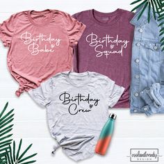 "Birthday Babe Shirt, Birthday Squad Shirt, Birthday Crew Shirt, Birthday Party T-Shirt, Cute Birthday Tee, Birthday Group Outfit, Bday Tee. Hello! Welcome to our store. Good to see you here. Our aim is to provide you with first class clothing at your best moments with our graphic t-shirts that we have designed or designed with your ideas. I am sure that you will like our designs for your family, friends and you. PRODUCT FEATURE: → Solid colors: %100 Cotton. → Heather colors: %52 Cotton + %48 Po Birthday Shirt For Women, Birthday Squad Shirts, Squad Outfits, Babe Shirt, Birthday Babe, Class Outfit, Squad Shirt, Cute Birthday, Good To See You