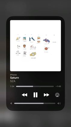 the screen is displaying an audio player with various icons on it, including buttons and arrows
