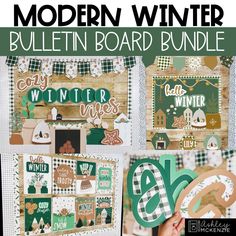 the modern winter bulletin board bundle is shown