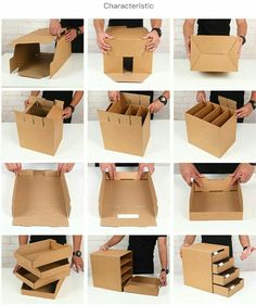 the steps to make a cardboard box with drawers