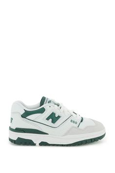 WHITE NEW BALANCE  550 SNEAKERS Nb Logo, Balance 550, Fabric Logo, Green Sneakers, Sneaker Games, New Balance Women, Logo Tag, Fendi Bags, Lv Bag