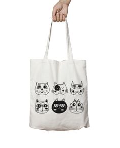 Daily Use Shoulder Bag With Cat Design Pouch, White Cat Design Pouch Bag, Trendy Cat Design Bags For Gifts, Cat Design Shopping Bag, Cat Design Shopping Bags, Cat Design Shoulder Bag For Daily Use, Daily Use Cat Design Shoulder Bag, Cute Cat Design Tote Bag, White Cat Design Bag As Gift