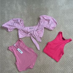 In Good Condition. Garage Top Never Worn! Can Be Sold Together Or Separately Pink Tie Top- Size Small Garage Pink Crop Top- Size Small Hot Pink Crop Top- Size Small Pink Crop Top For Brunch, Pink Stretch Summer Top, Pink Stretch Top For Summer, Stretch Tops For Summer Brunch, Rose Tank Top, Small Garage, Peach Top, Tan Shirt, Denim Tunic