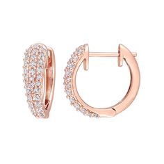 Add a dazzling complement to any outfit with these Stella Grace London white sapphire hoop earrings. Add a dazzling complement to any outfit with these Stella Grace London white sapphire hoop earrings. Metal: 10k rose gold Backings: click-it Packaging: boxed Finish: polished Length: 17.7 mmSTONE DETAILS Stone type: white sapphire Total weight: 3/4 ct. Shape: round Setting: pave Gemstones may have been treated to enhance their appearance. Special care may be required. Please visit our Gemstone Tr Small Hoop Earrings With Pave Setting For Formal Occasions, Formal Pave-set Huggie Hoop Earrings, Formal Pave Setting Huggie Hoop Earrings, Fine Jewelry Hoop Earrings With Pave Setting, Elegant Rose Gold Hoop Diamond Earrings, Rose Gold Diamond Hoop Earrings With Brilliant Cut, Small Hoop Diamond Earrings With Pave Setting, Rose Gold Hoop Earrings With Brilliant Cut Diamonds, Small Hoop Earrings With Pave Setting Fine Jewelry