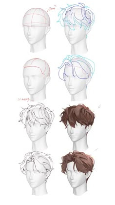 several different types of wigs on top of each other, all in different colors