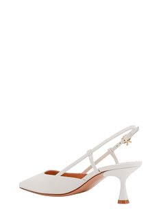 Leather slingback- Adjustable Ankle Strap- Metal Monogram- Leather Sole- Made In Italy- Leather- External : Leather Margiela Shoes, Rossi Shoes, Zegna Shoes, Monogrammed Leather, Footwear Design Women, Sneaker Wedge, Prada Bag, Luxury Retail, Gianvito Rossi