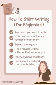 Beginners guide to start writing Story Writing Beginning, Fiction Ideas Writing, How To Write Novel Tips, How To Write Stories For Beginners, Writing Prompts Beginners, How To Write A Fiction Story, How To Start A Short Story Writing Tips, How To Start Writing Short Stories, Tips To Start Writing A Book