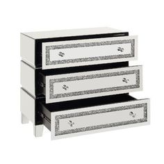 three drawers with silver glitter on them