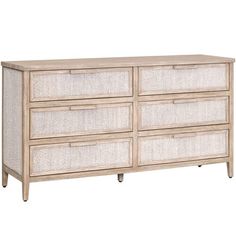 an image of a white dresser with baskets on the top and bottom drawer drawers in front