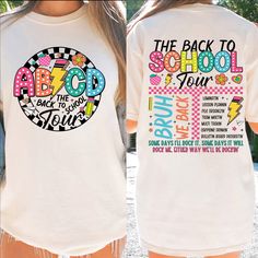 the back to school tour t - shirt is shown