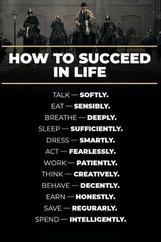 a poster with the words how to be successful in life on it and people riding horses